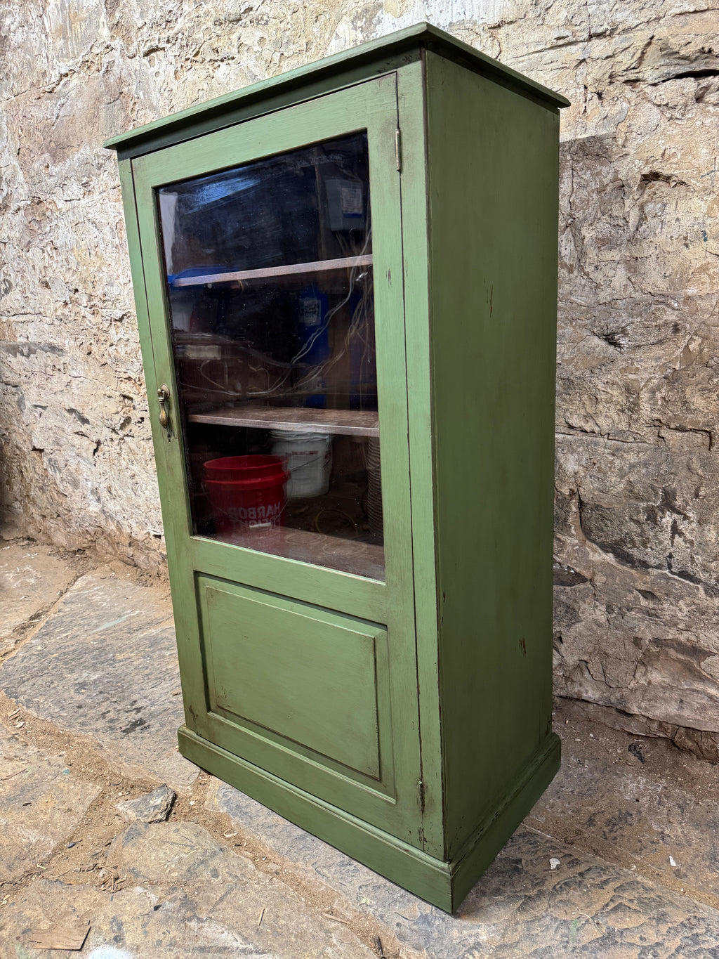 Antique Green Cupboard / Display Cabinet