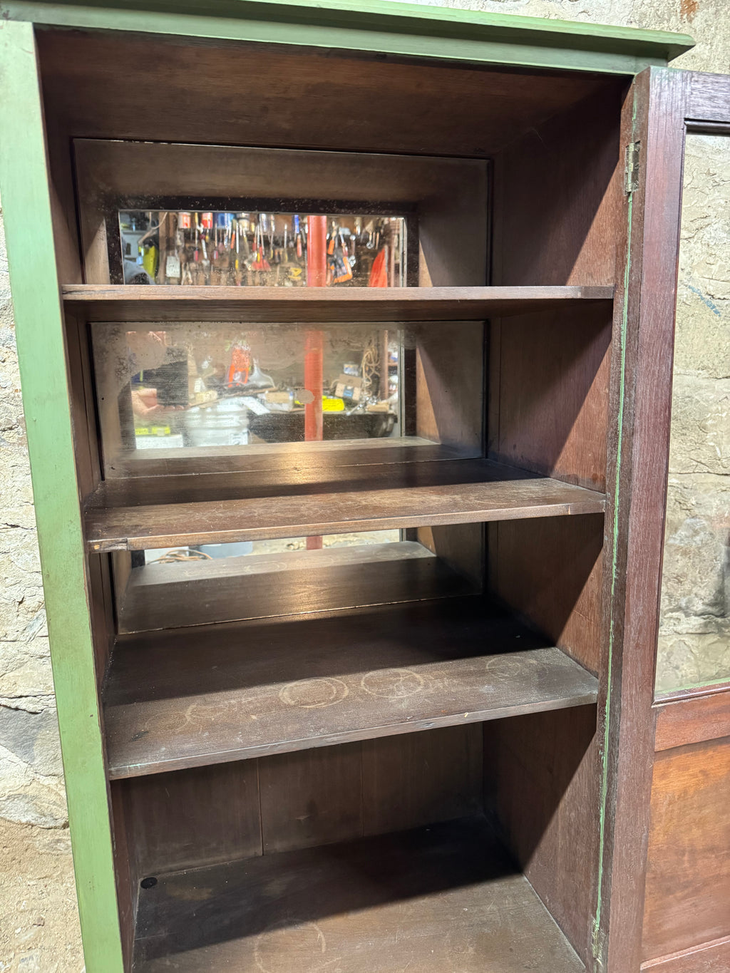 Antique Green Cupboard / Display Cabinet