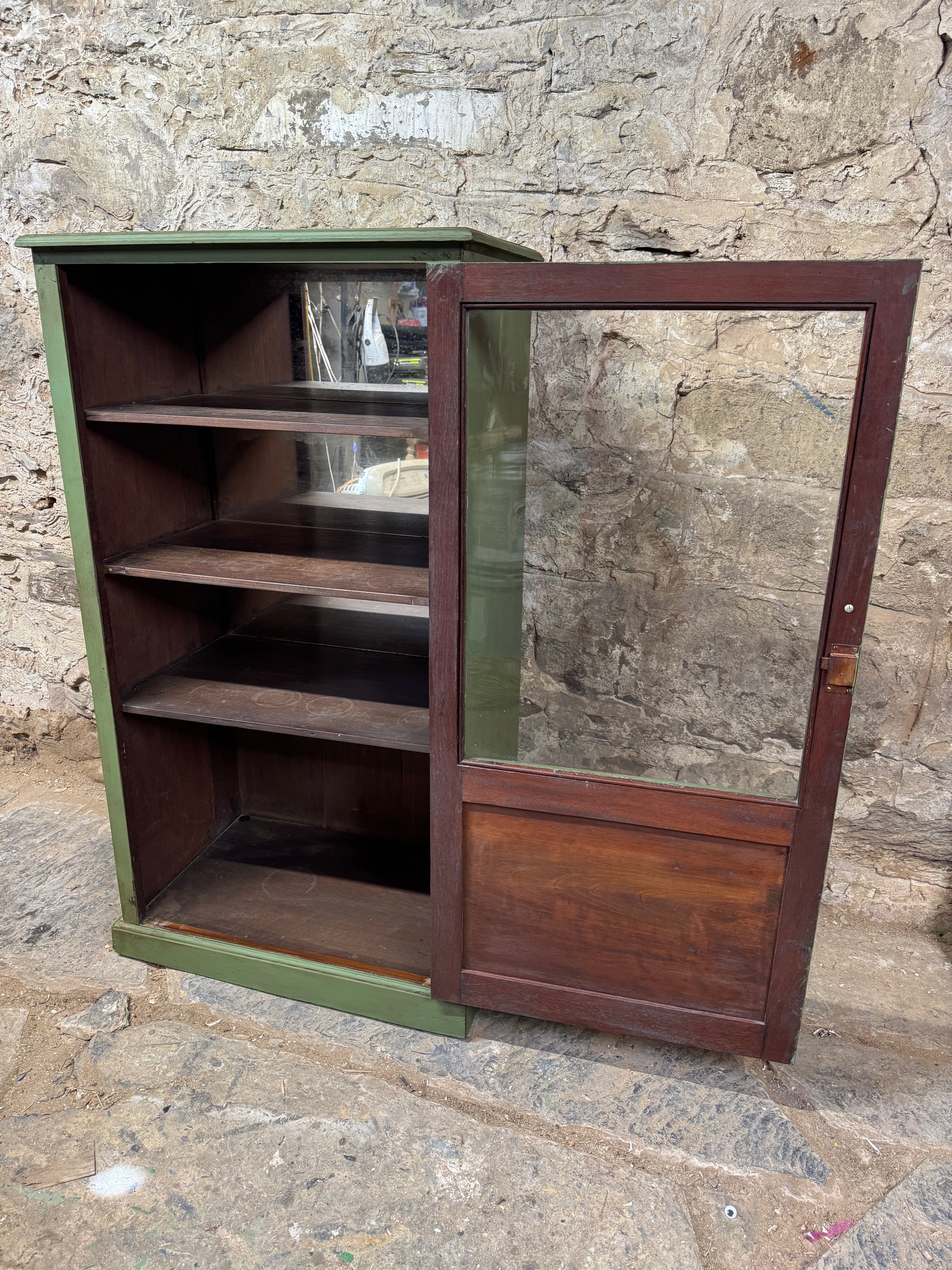 Antique Green Cupboard / Display Cabinet