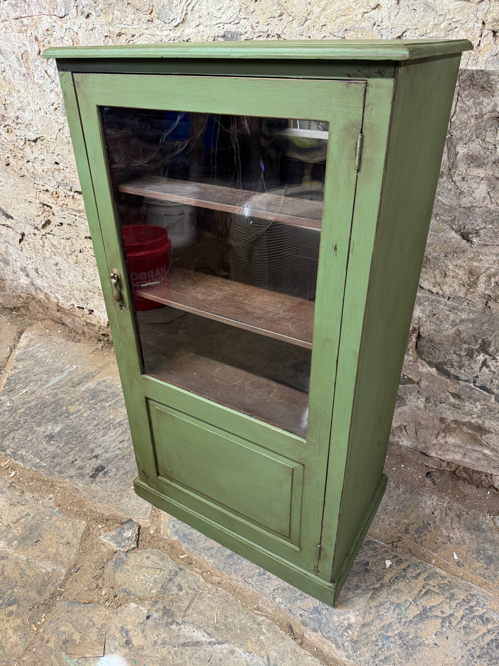 Antique Green Cupboard / Display Cabinet