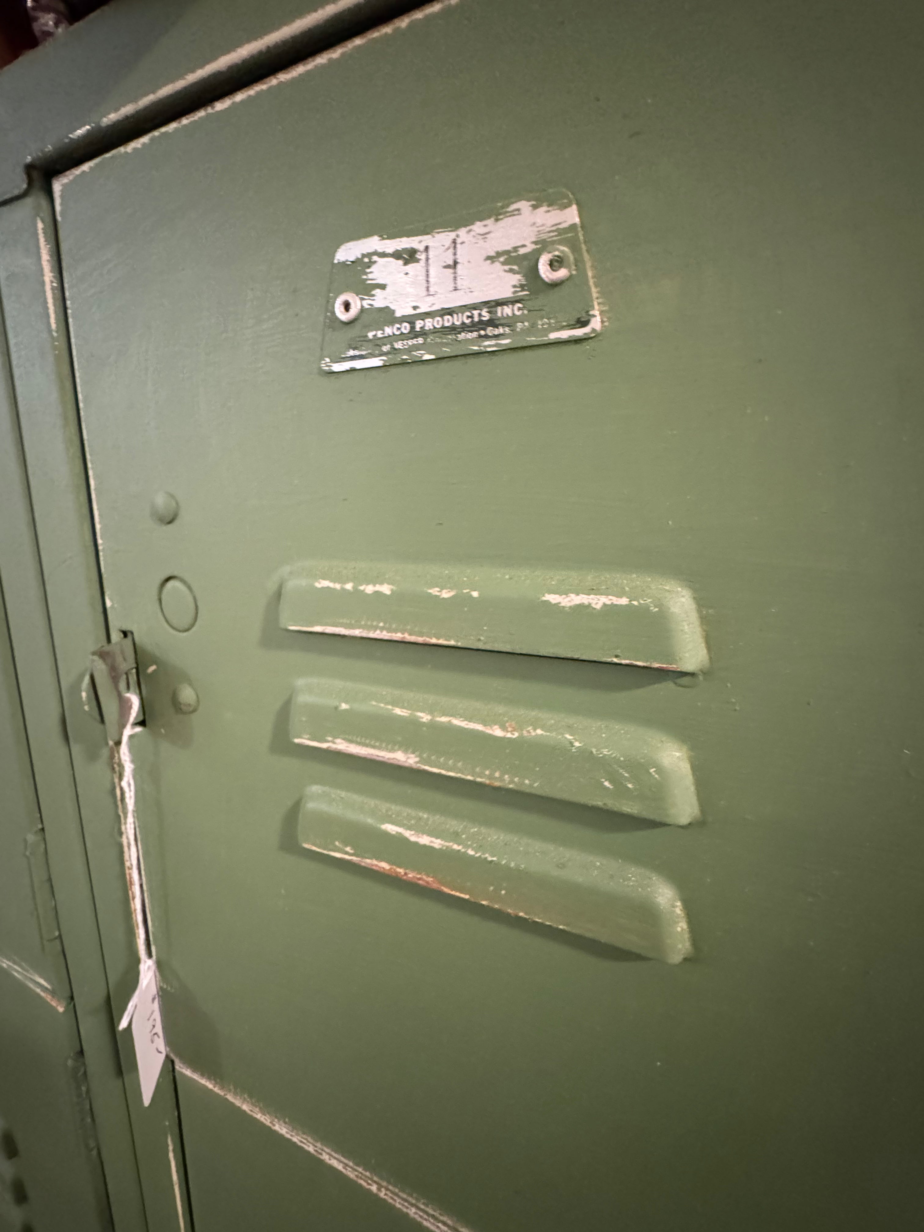 Vintage Sage-Painted Metal Locker Set with Casters