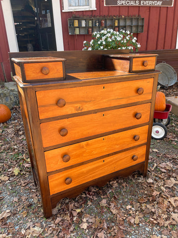 Antique Two-Tone Solid Wood Dresser – Pegged Drawer Construction