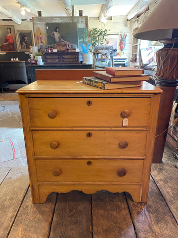 Antique Three-Drawer Dresser – Solid Wood Pegged Construction