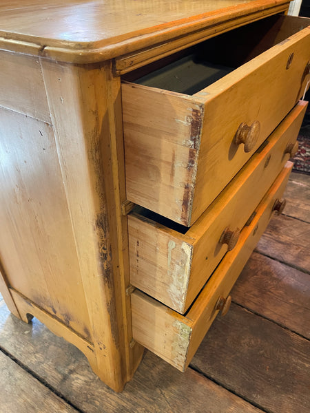 Antique Three-Drawer Dresser – Solid Wood Pegged Construction