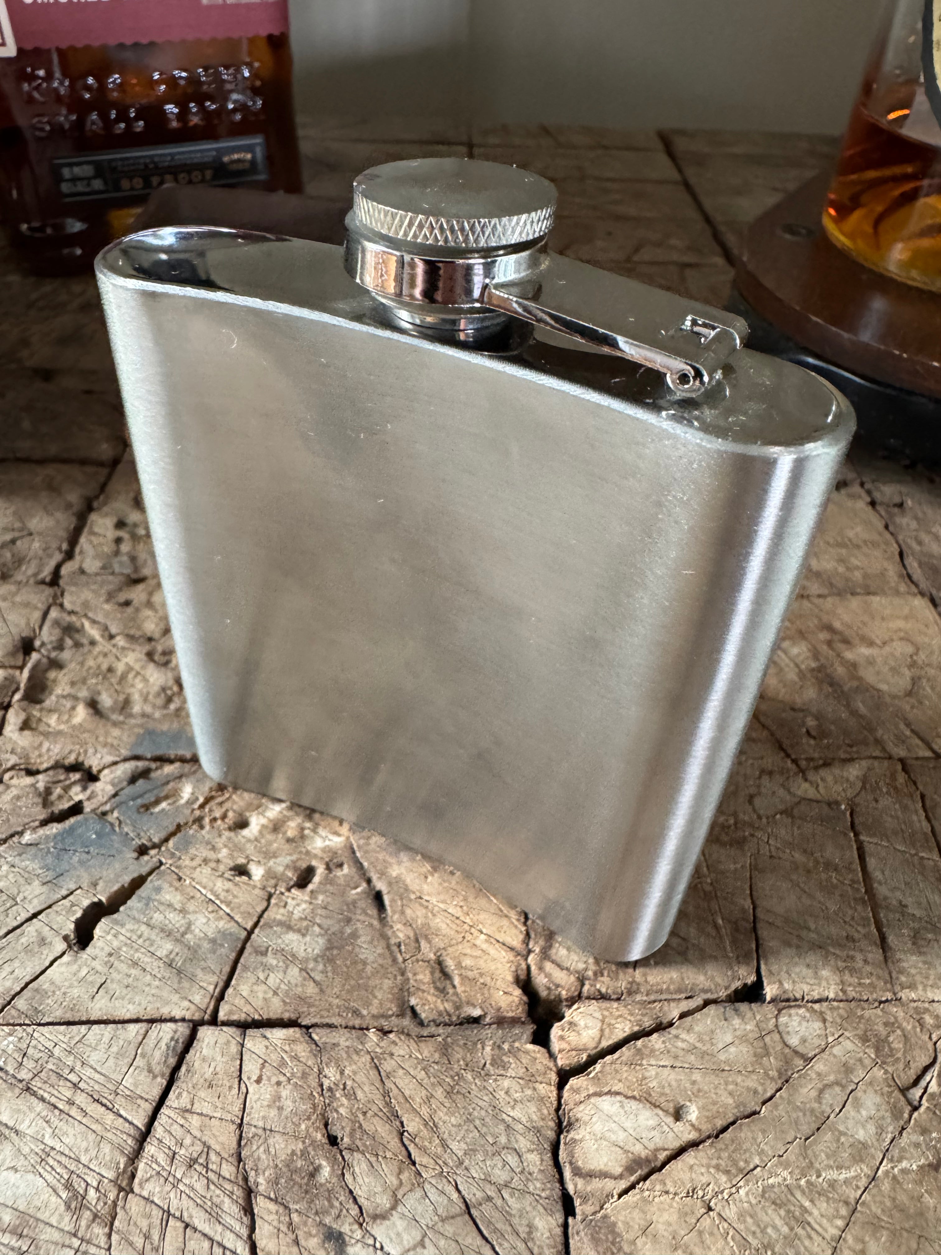 6 oz Stainless Steel Flask - “Holy Water” Cross Engraved