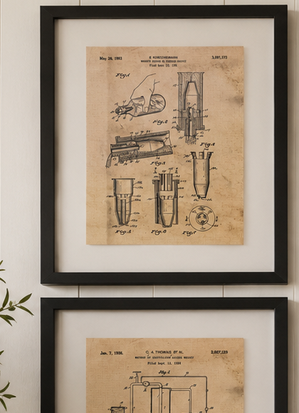 Set of 4 Framed Whiskey Patent Prints – Vintage Inspired Bar & Farmhouse Wall Décor