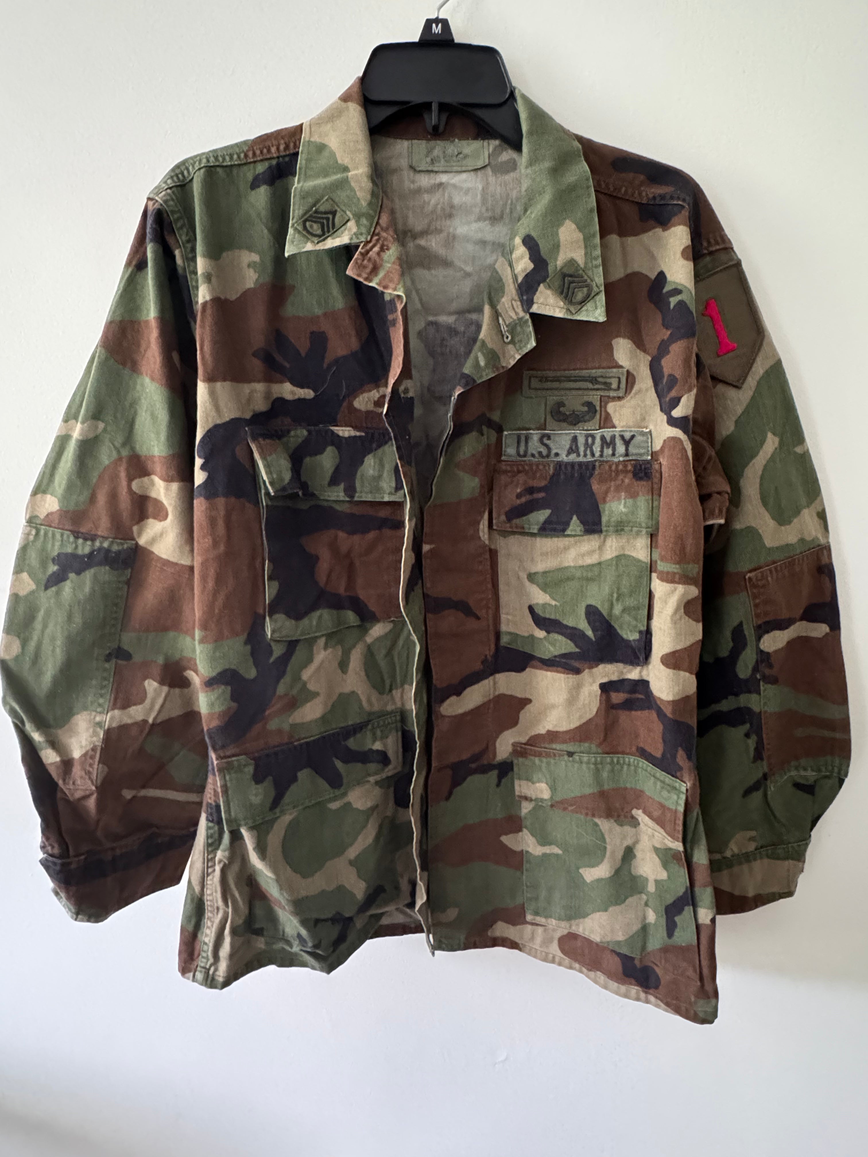 US Army Combat Jacket Mens Camo Woodland Hot Weather Military Coat Medium Regular