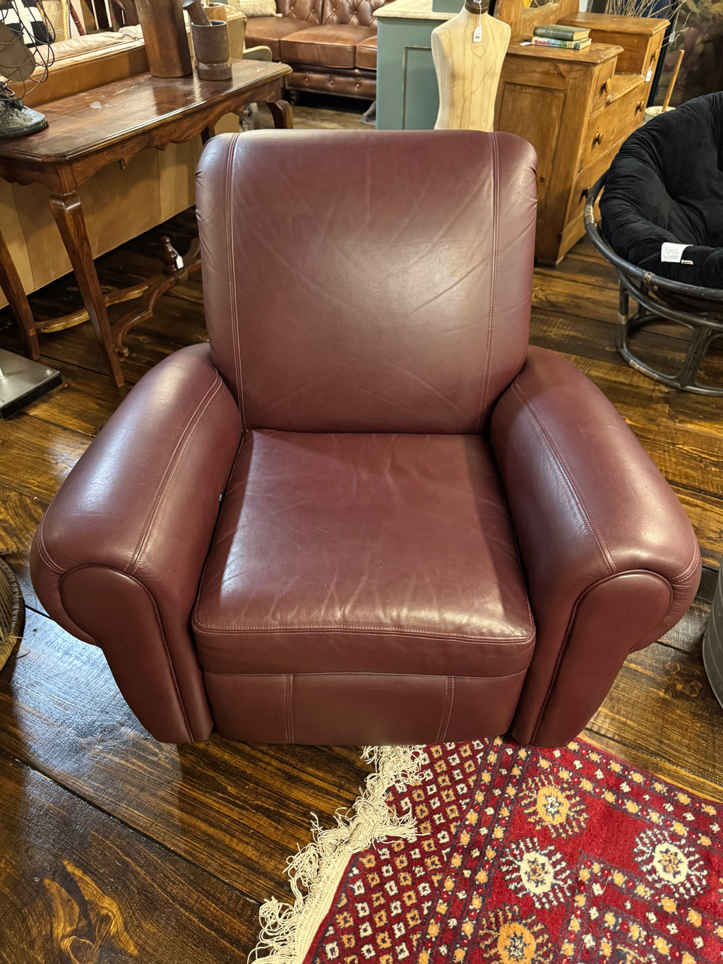 Rolled-Arm Leather Recliner