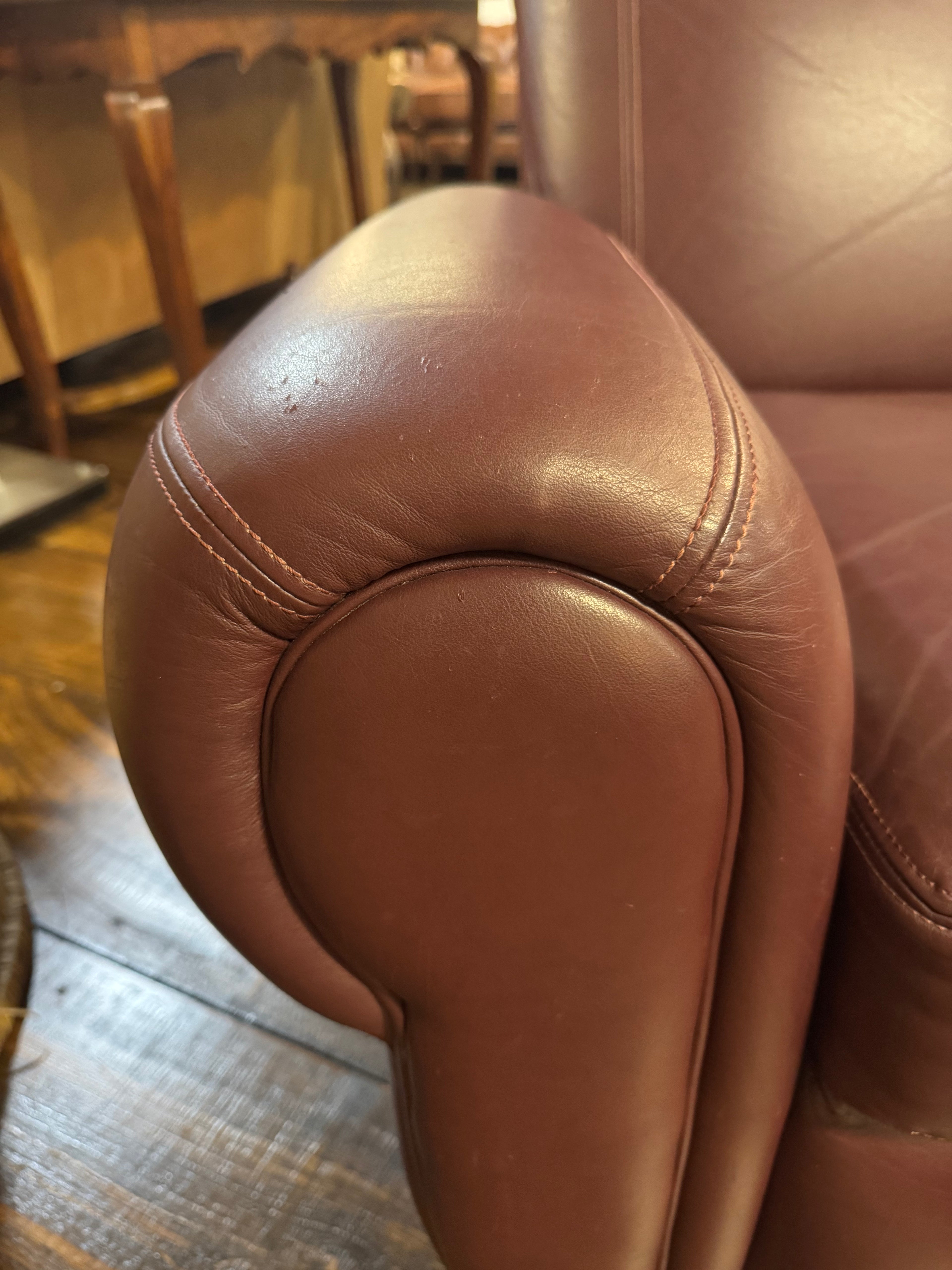 Rolled-Arm Leather Recliner