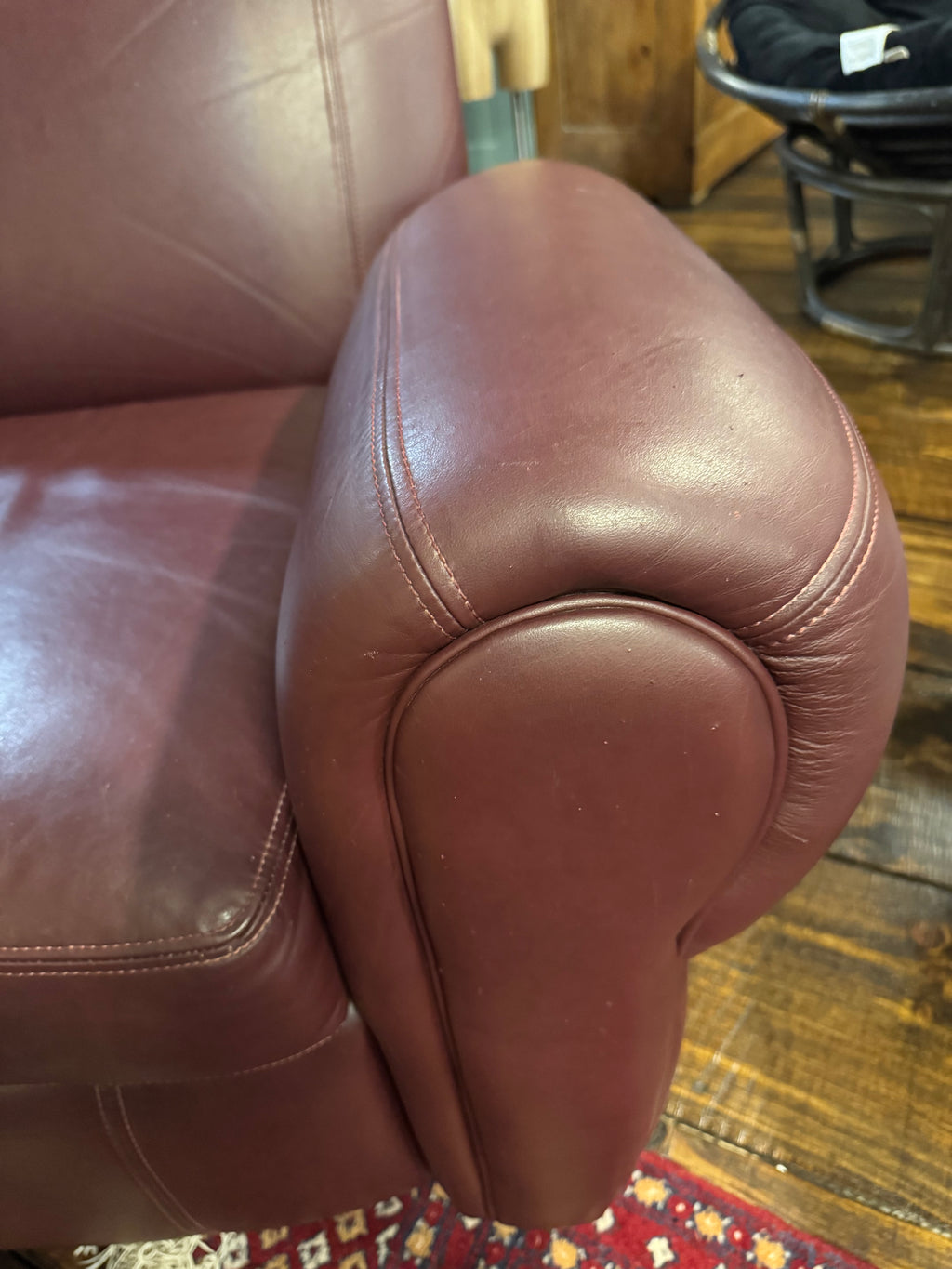 Rolled-Arm Leather Recliner