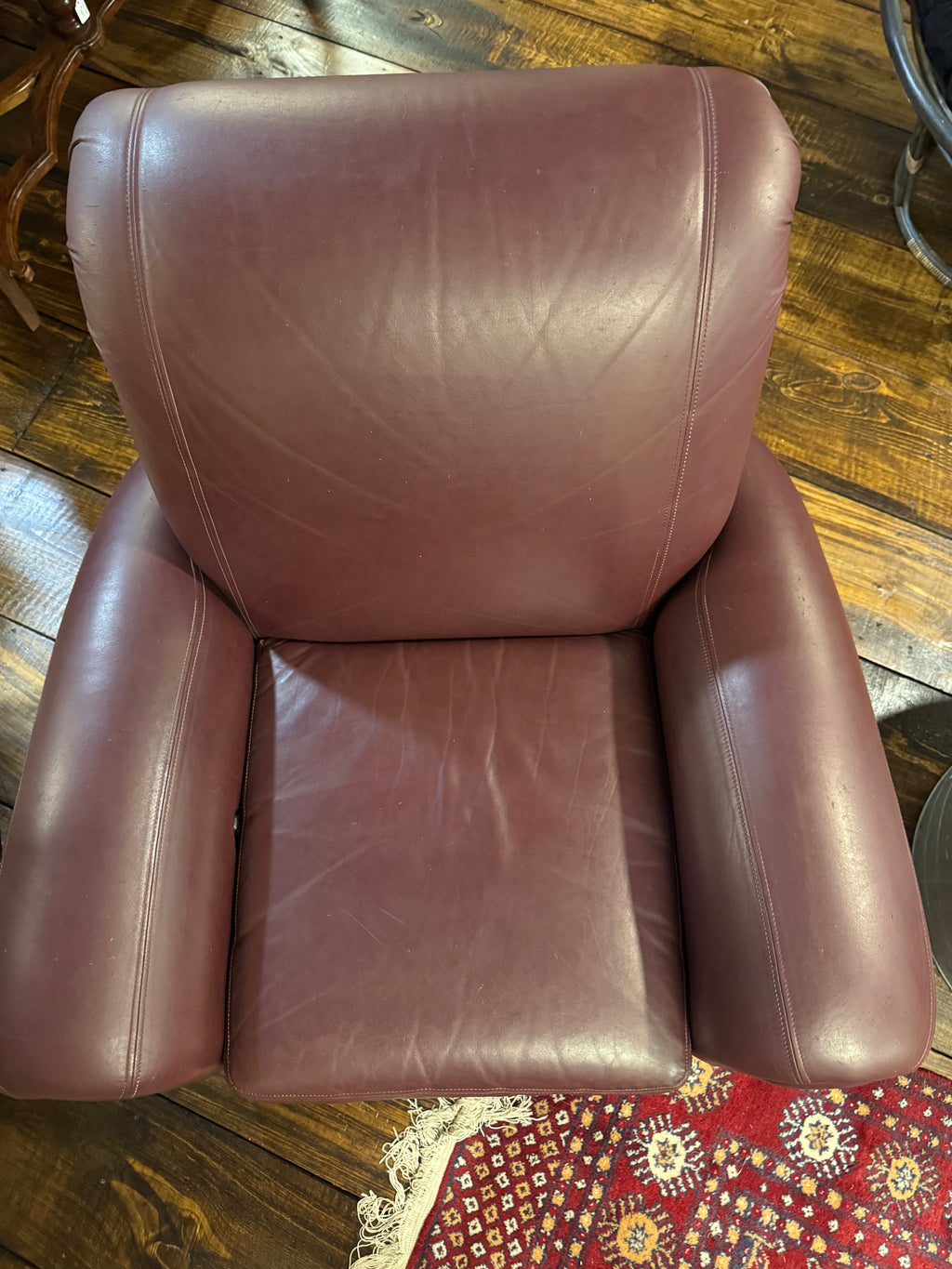 Rolled-Arm Leather Recliner
