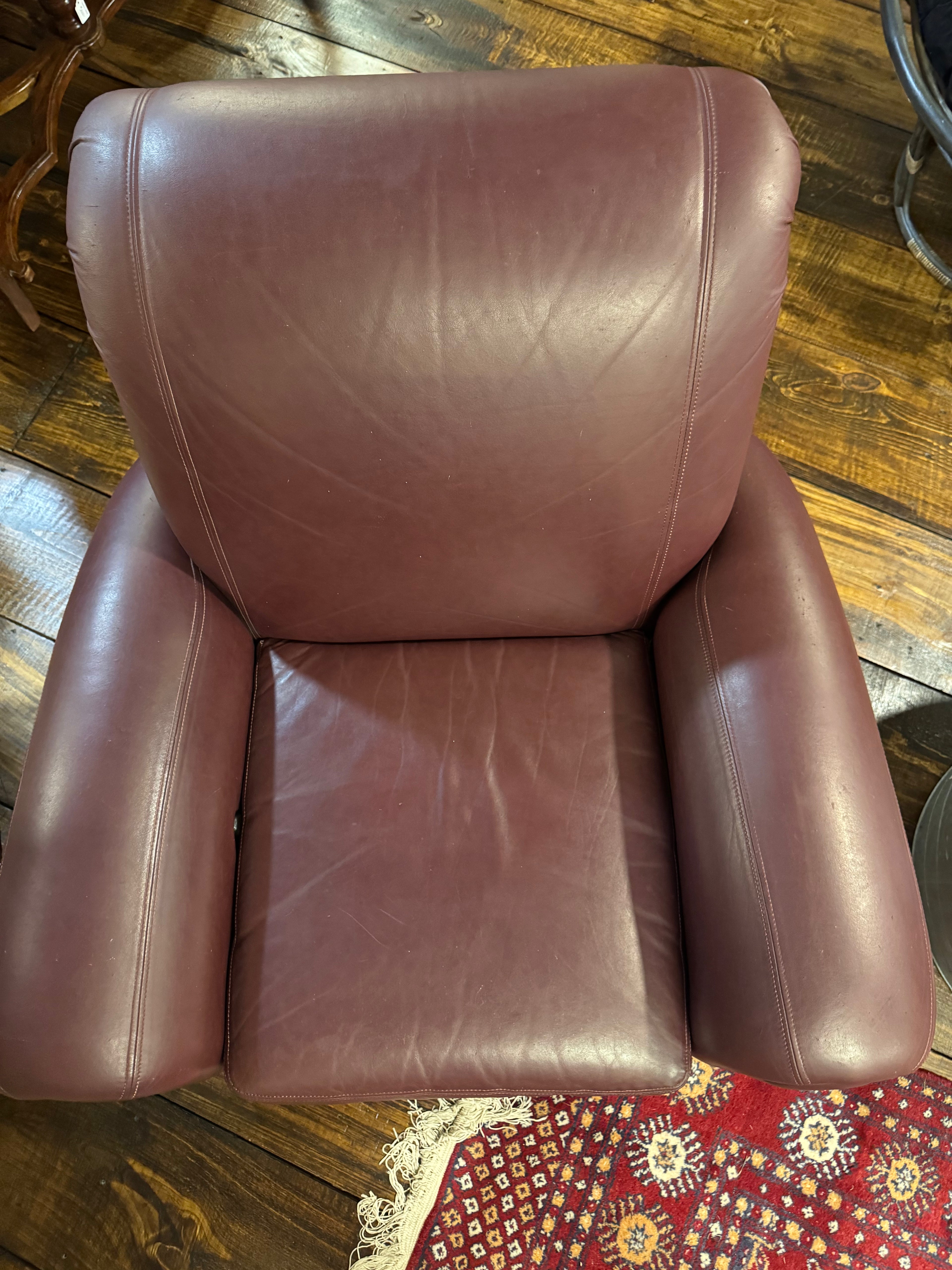 Rolled-Arm Leather Recliner