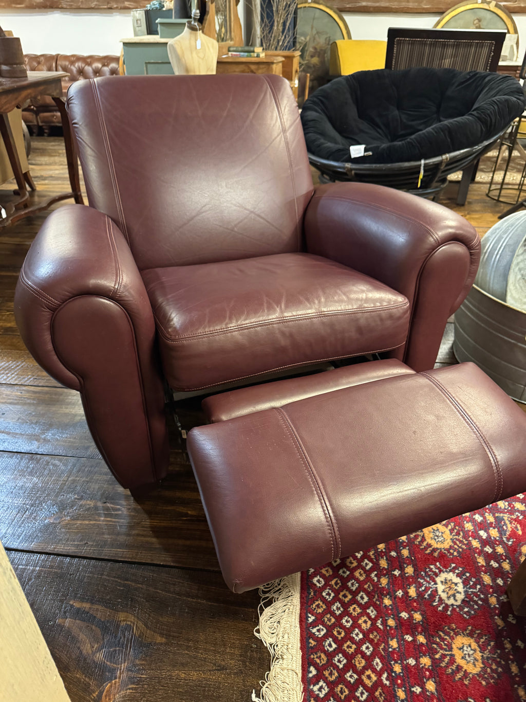 Rolled-Arm Leather Recliner