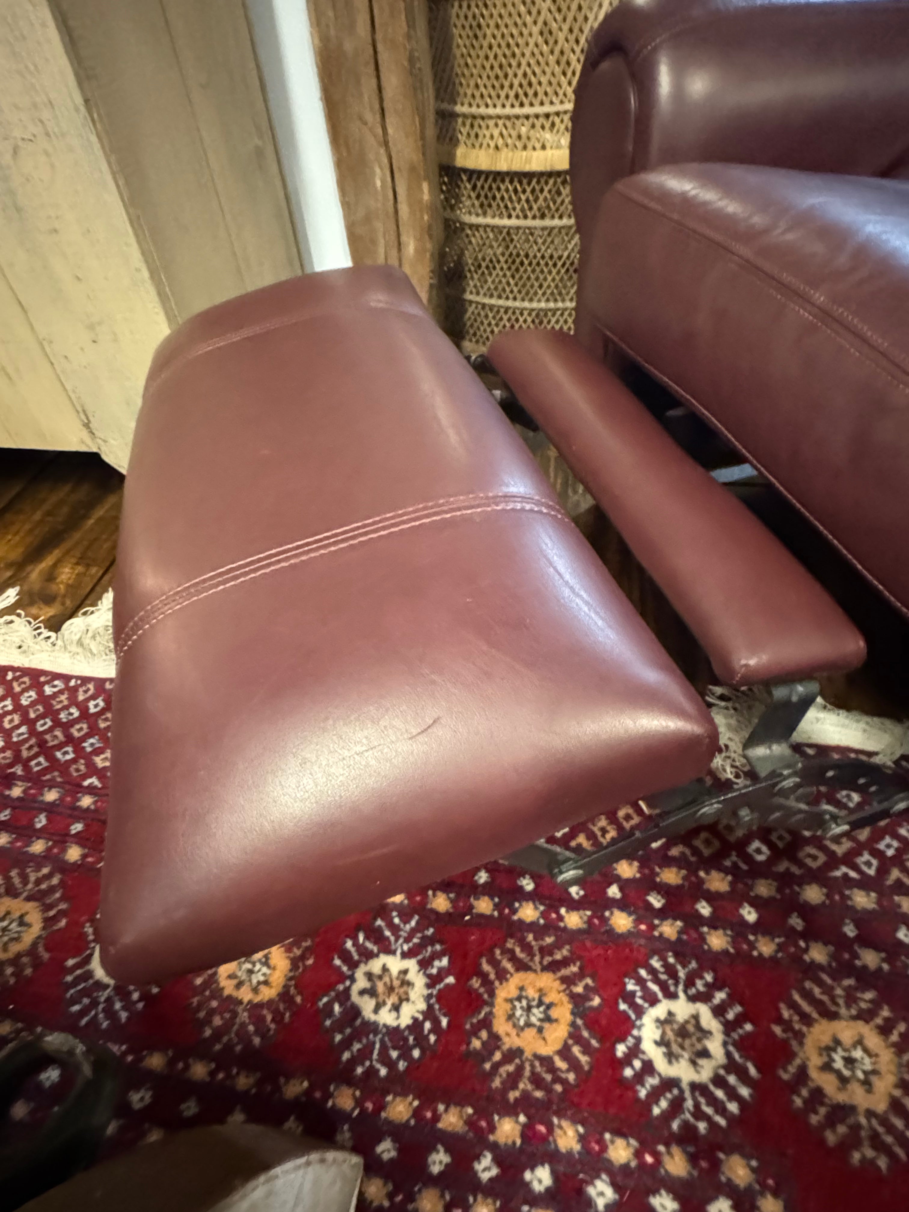 Rolled-Arm Leather Recliner
