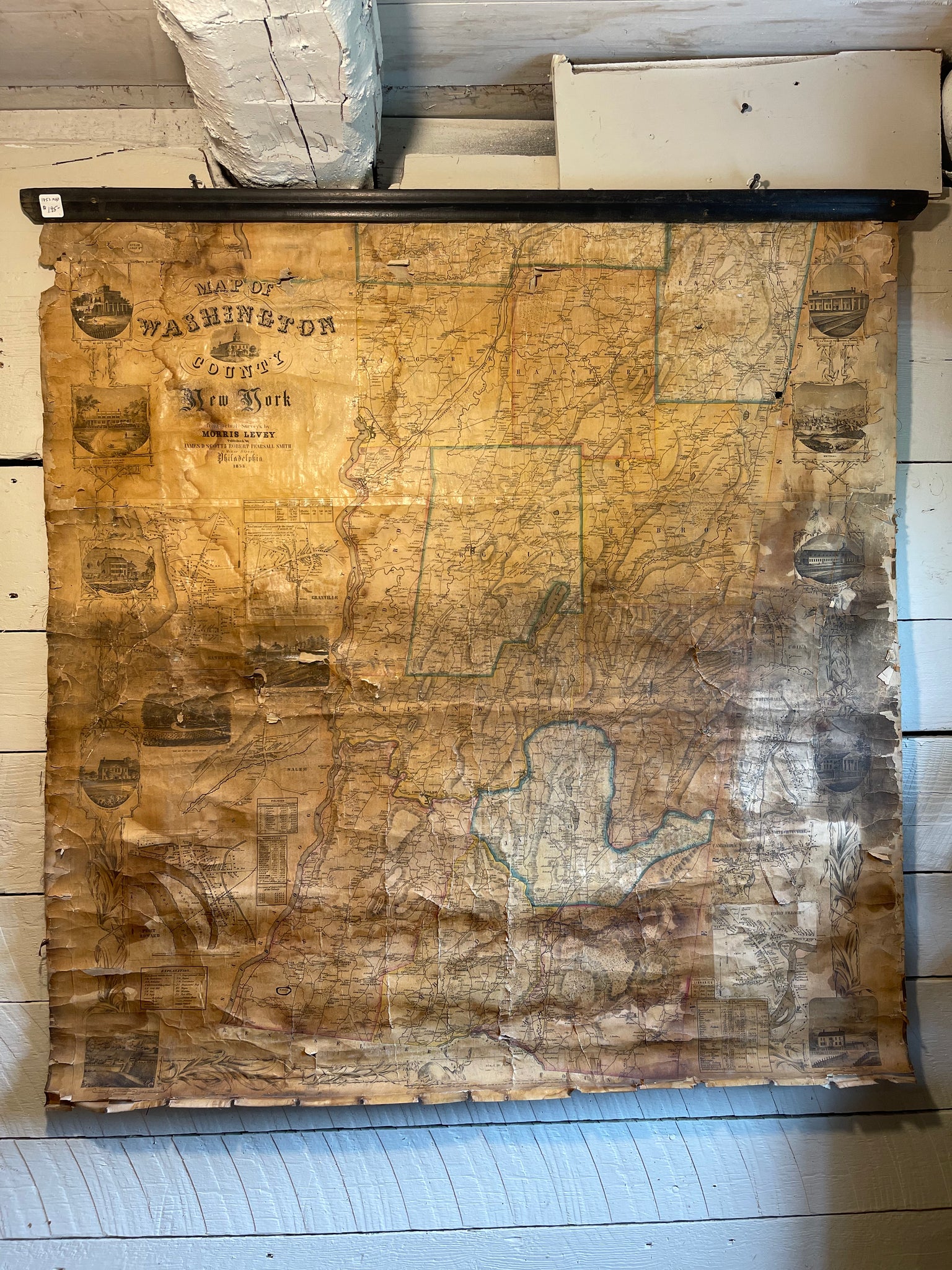 Vintage 1853 Washington County New York Map
