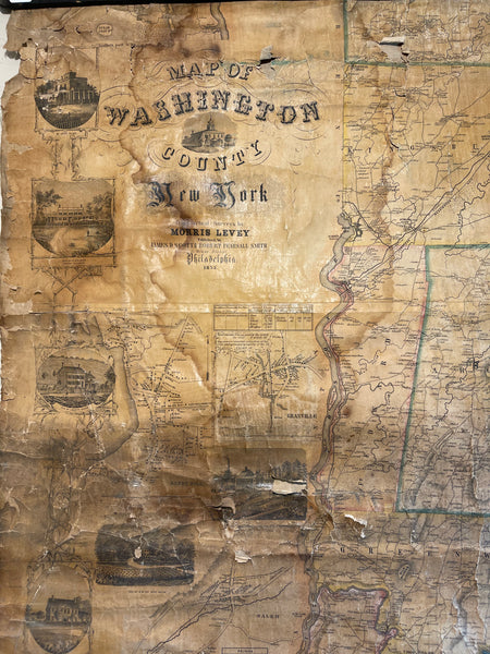 Vintage 1853 Washington County New York Map
