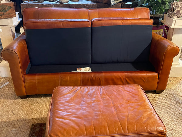 Bauhaus Leather Sofa and Ottoman