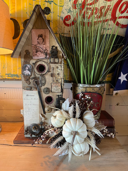 Rustic Birdhouse Assemblage Abstract