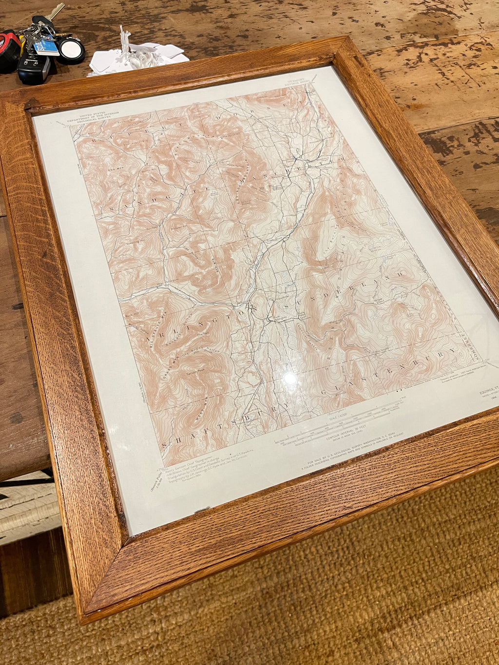 Framed Vintage 1968 USGS Topographic Map of Equinox VT 20x24 - Glastenbury & Arlington