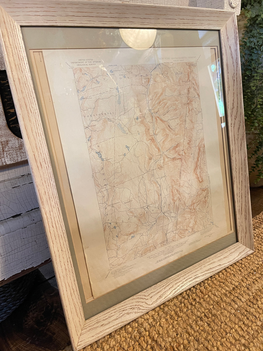 Framed Vintage 1963 USGS Topographic Map of Berlin NY Mass Vt - Stephentown & Poestenkill