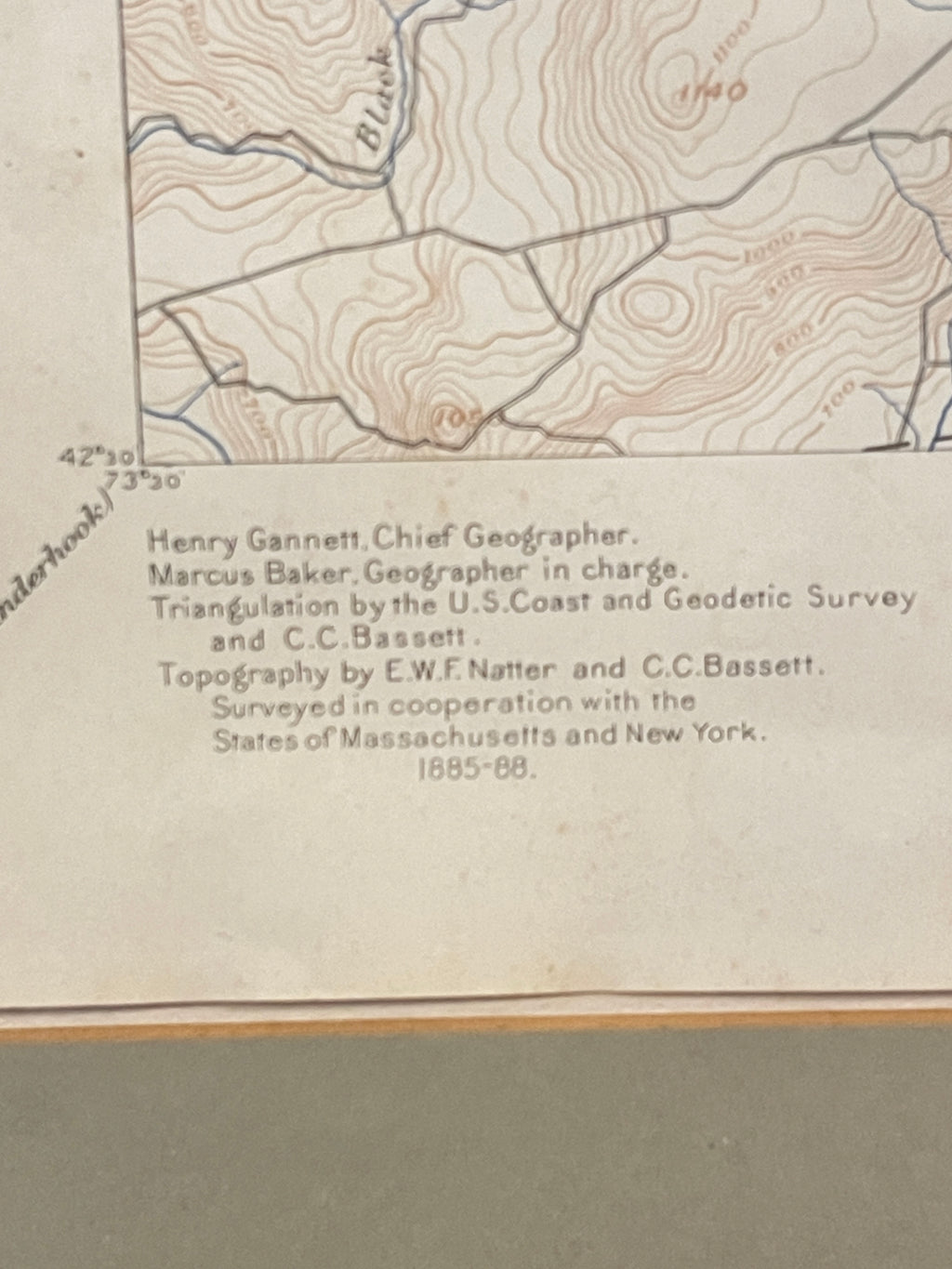 Framed Vintage 1963 USGS Topographic Map of Berlin NY Mass Vt - Stephentown & Poestenkill