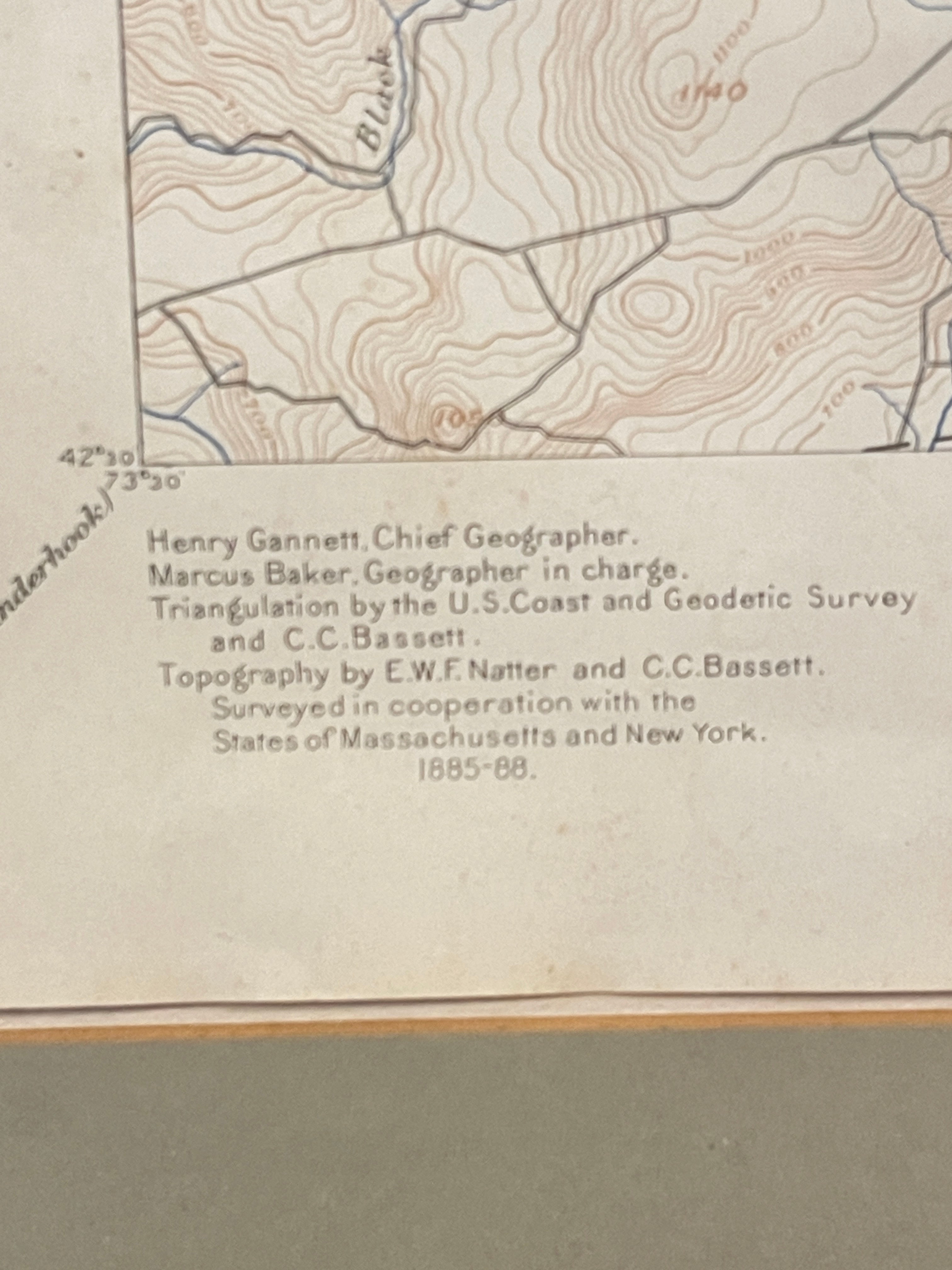 Framed Vintage 1963 USGS Topographic Map of Berlin NY Mass Vt - Stephentown & Poestenkill
