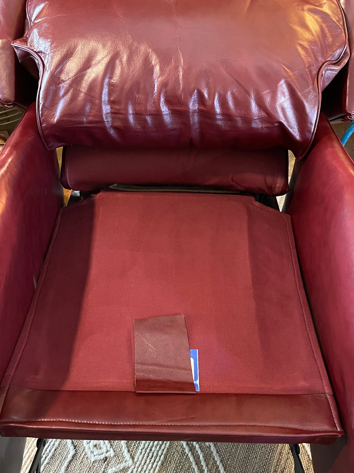 Vintage Leathercraft Inc. Burgundy Leather Wingback Recliner - Nailhead Trim