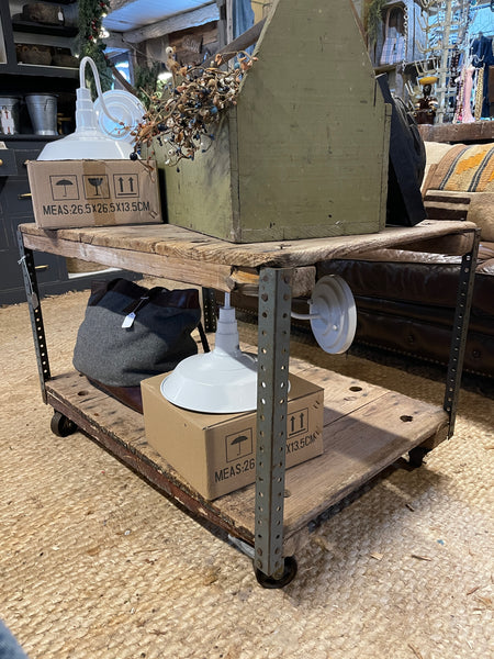 Industrial Farmhouse Rolling Accent Table