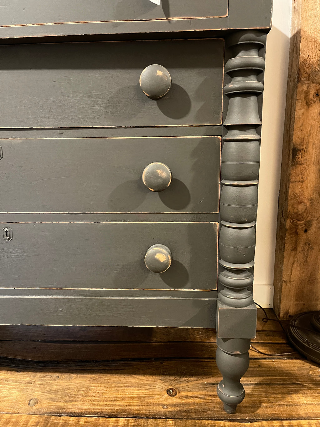 Antique 19th Century Empire Dresser with Natural Wood Top & Moody Gray Finish