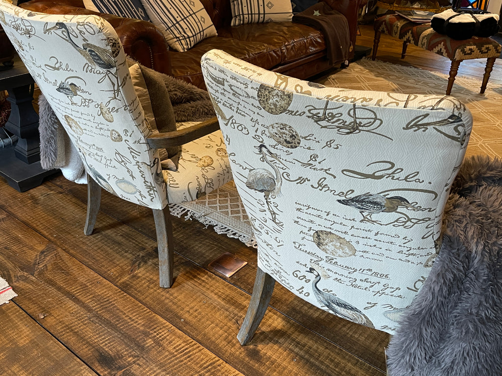 Vintage-style Bird & Script Accent Armchairs