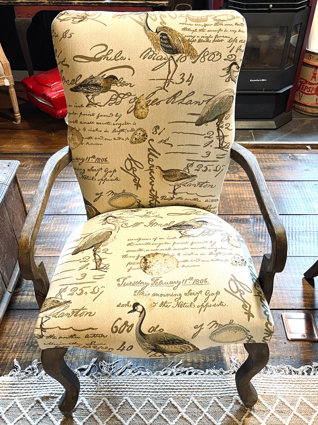 Vintage-style Bird & Script Accent Armchairs