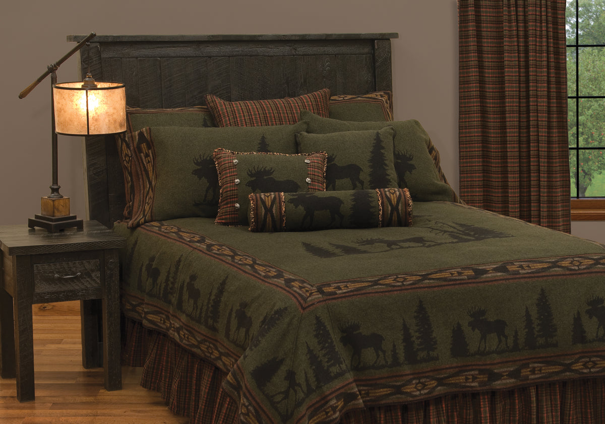 Wooded River Moose I Luxury Wool King Pillow Shams - Set of 2
