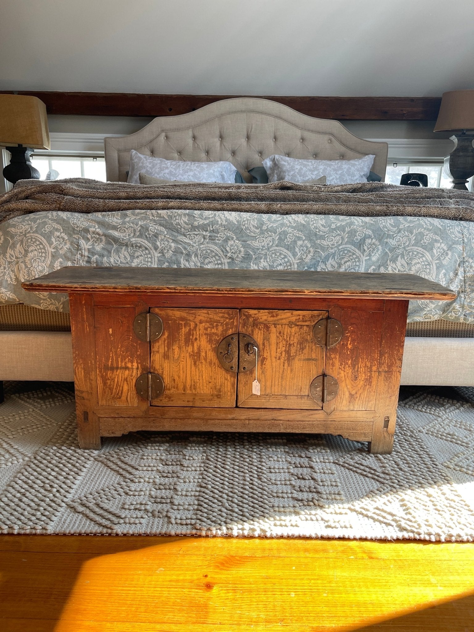 Antique Chinese Distressed Red Lacquer Elmwood Kang Cabinet – Furniture by The Olde 1840