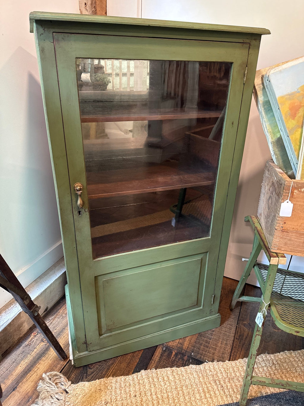Antique Green Cupboard / Display Cabinet – Furniture by The Olde 1840