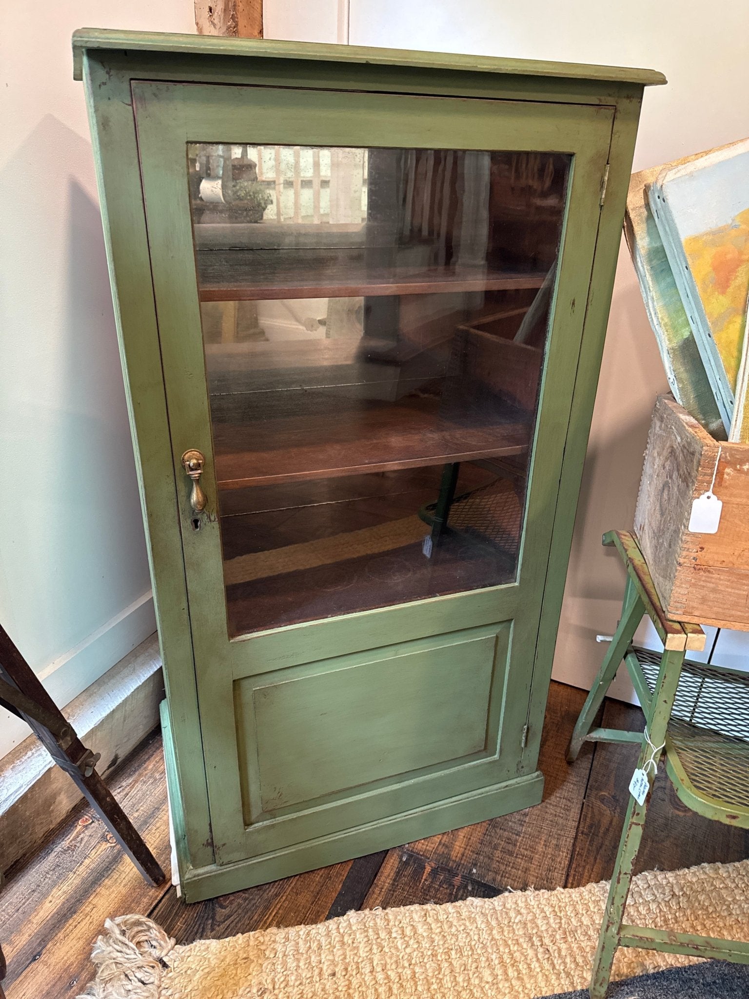 Antique Green Cupboard / Display Cabinet – Furniture by The Olde 1840