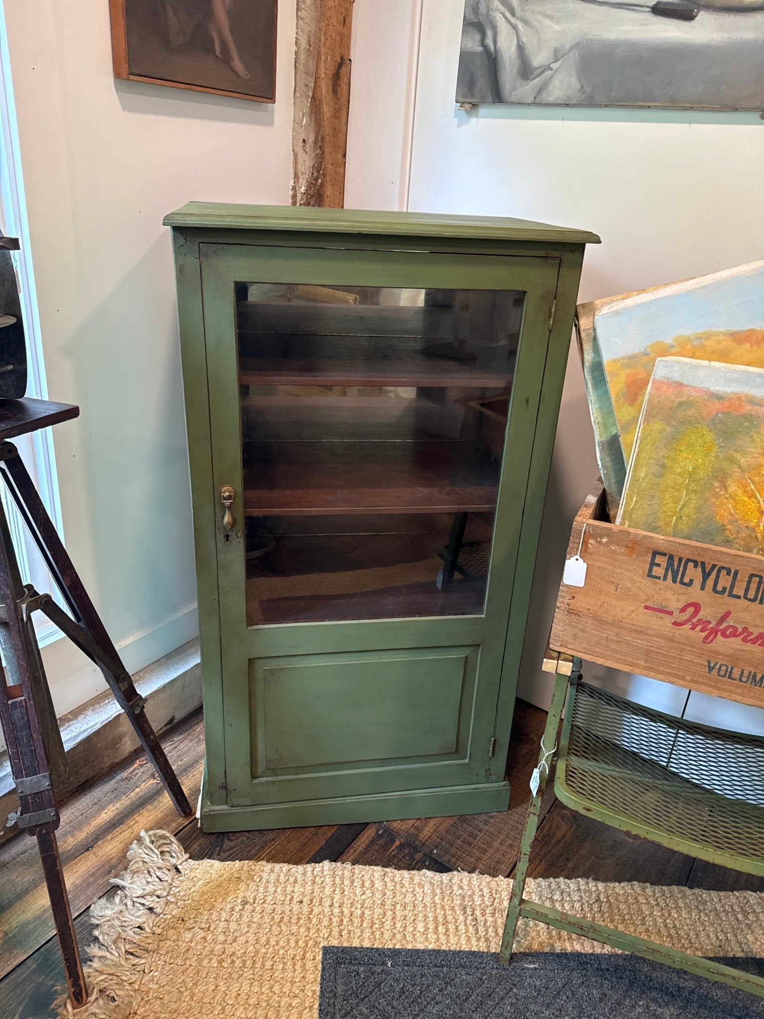Antique Green Cupboard / Display Cabinet – Furniture by The Olde 1840