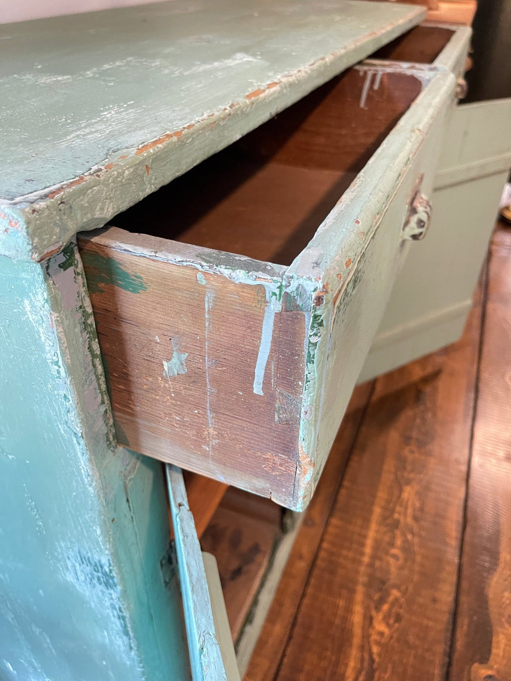 Antique Green Farmhouse Cupboard | Distressed Patina Wood Sideboard Cabinet – Furniture by The Olde 1840