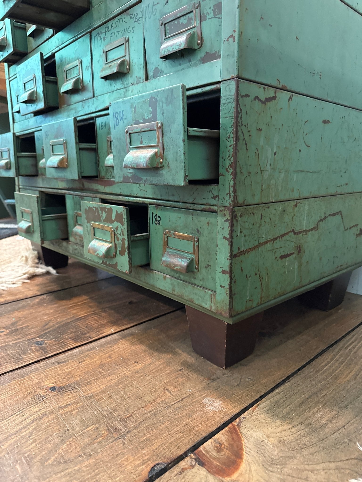 Antique Industrial Apothecary / Card Catalog Cabinet – by The Olde 1840