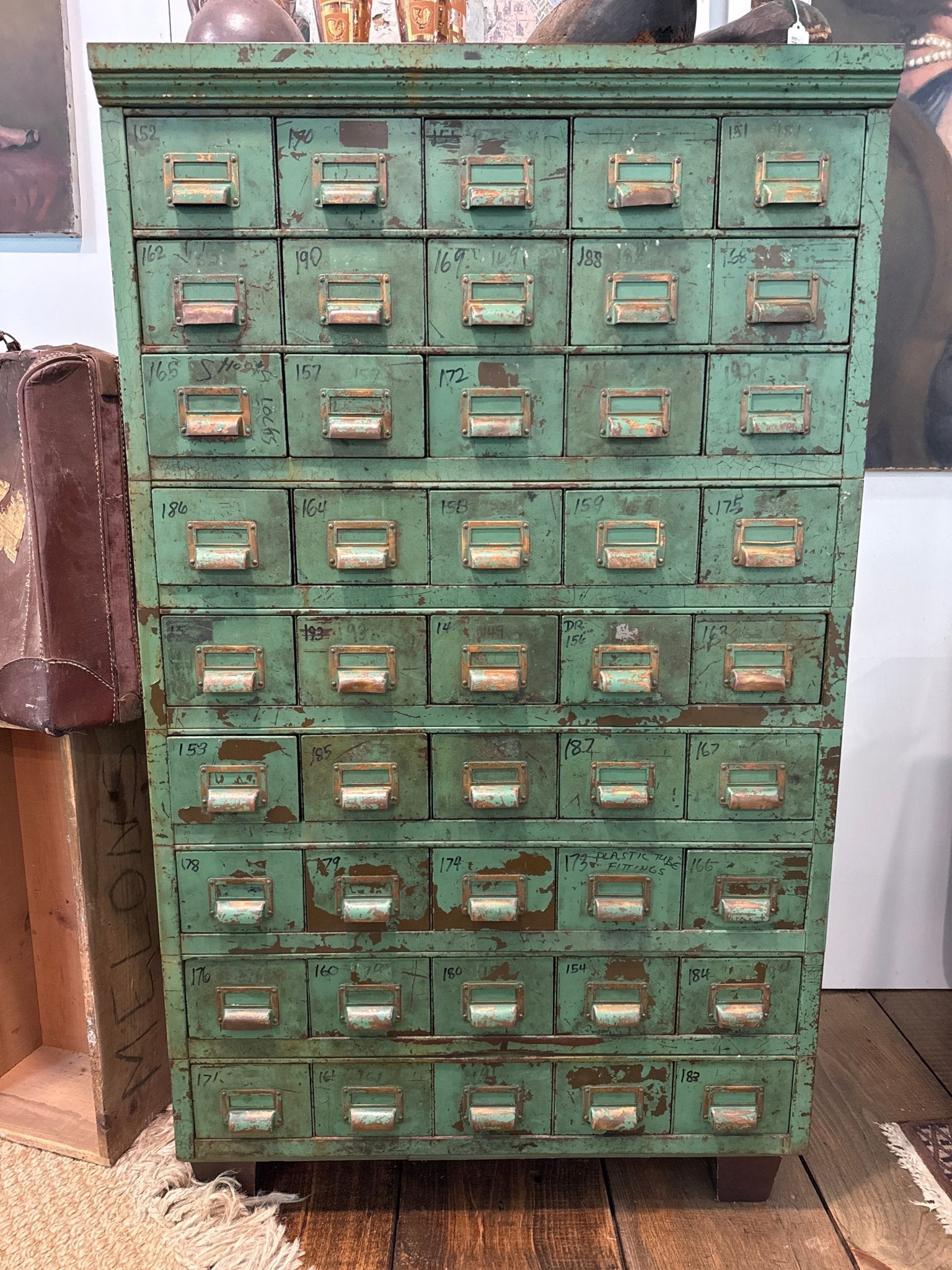 Antique Industrial Apothecary / Card Catalog Cabinet – by The Olde 1840