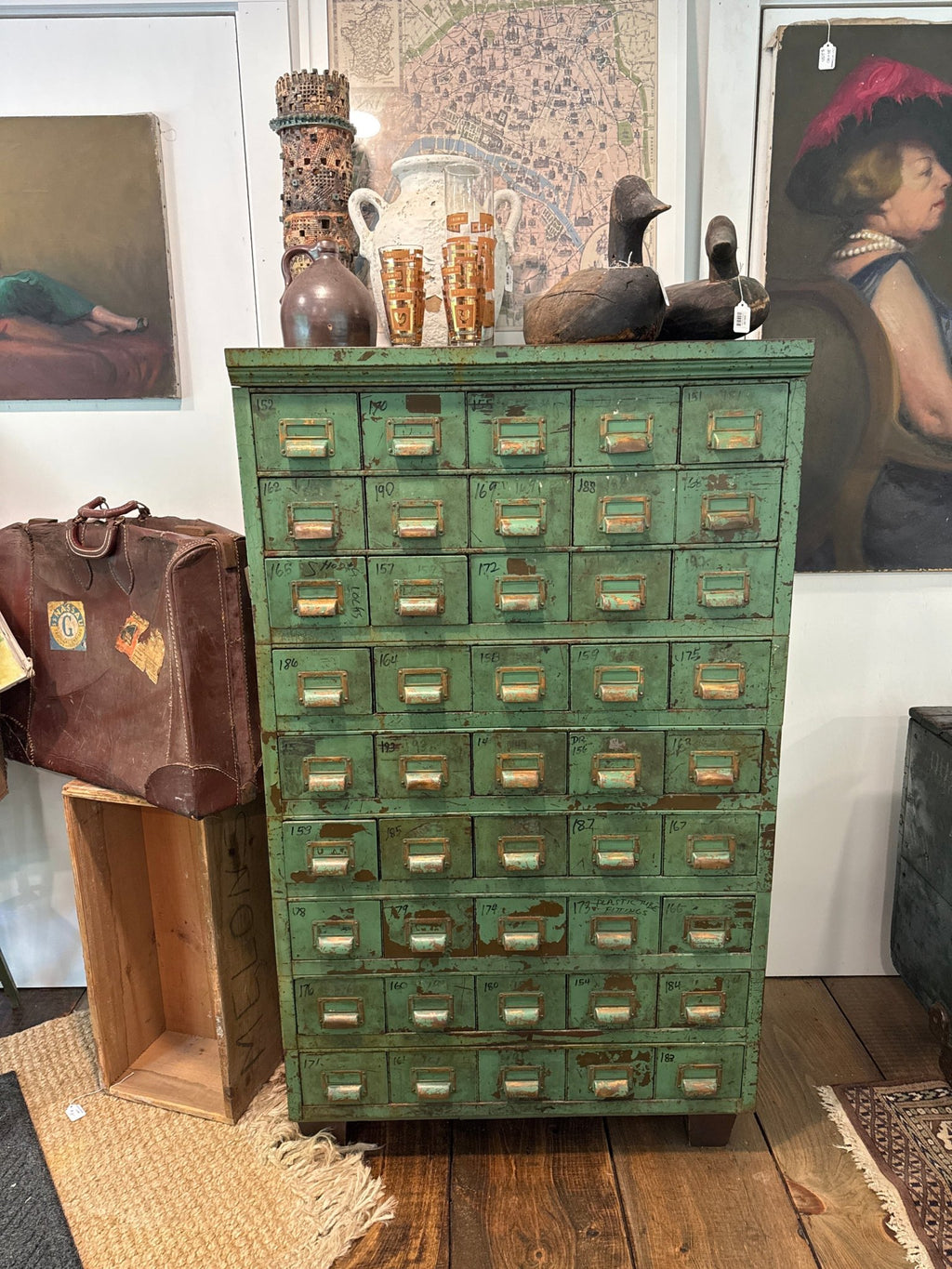 Antique Industrial Apothecary / Card Catalog Cabinet – by The Olde 1840