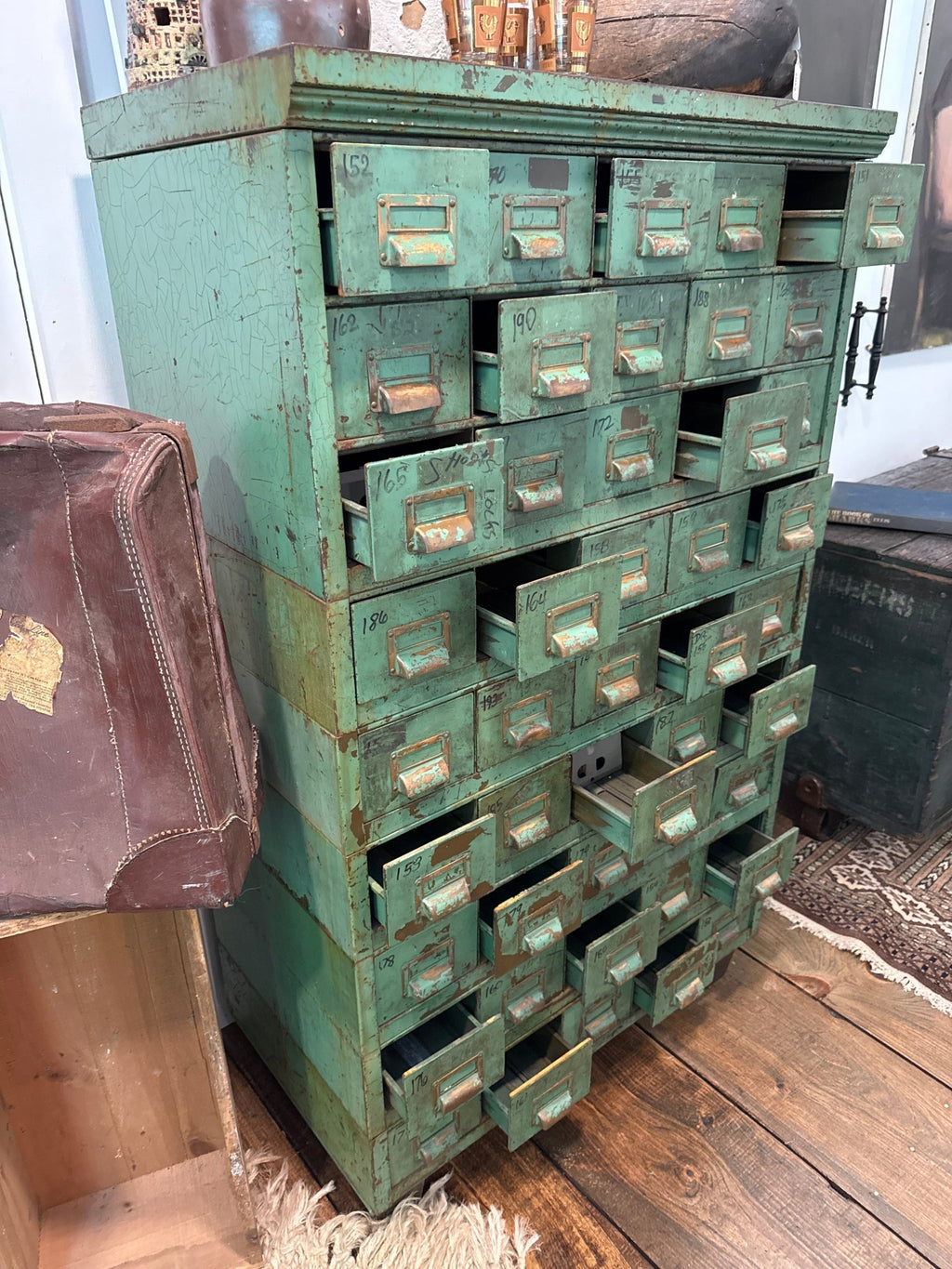 Antique Industrial Apothecary / Card Catalog Cabinet – by The Olde 1840