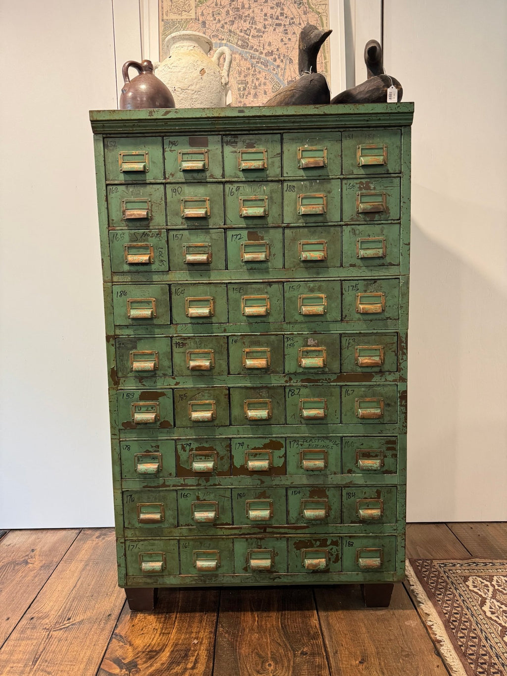 Antique Industrial Apothecary / Card Catalog Cabinet – by The Olde 1840