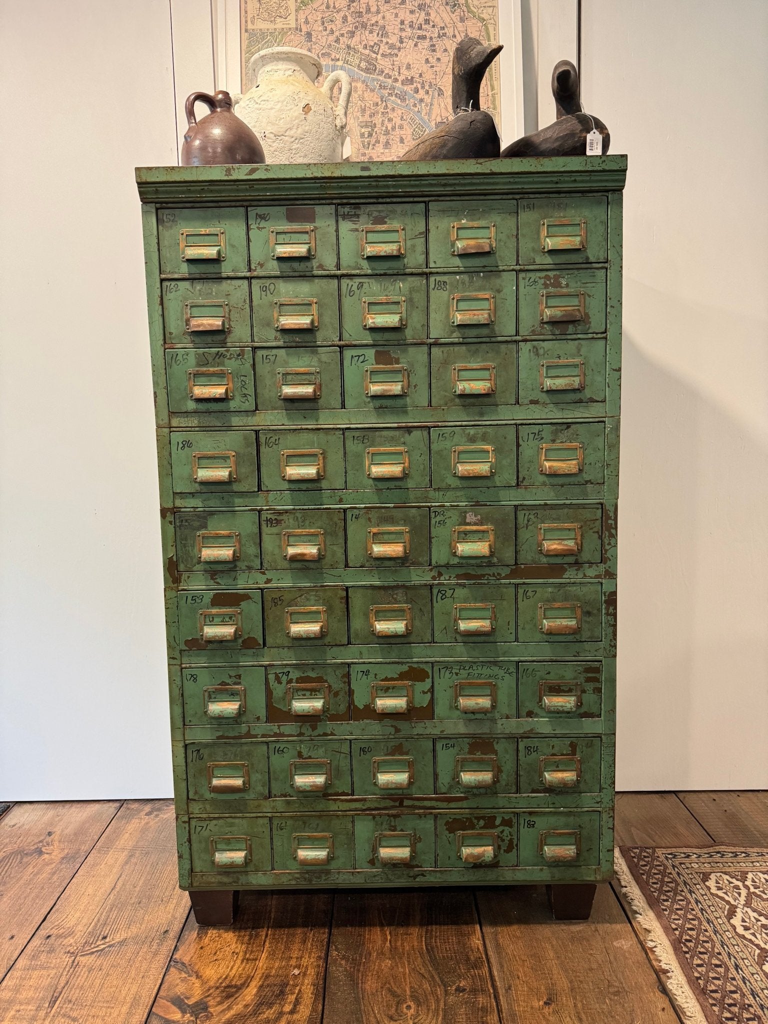Antique Industrial Apothecary / Card Catalog Cabinet – by The Olde 1840
