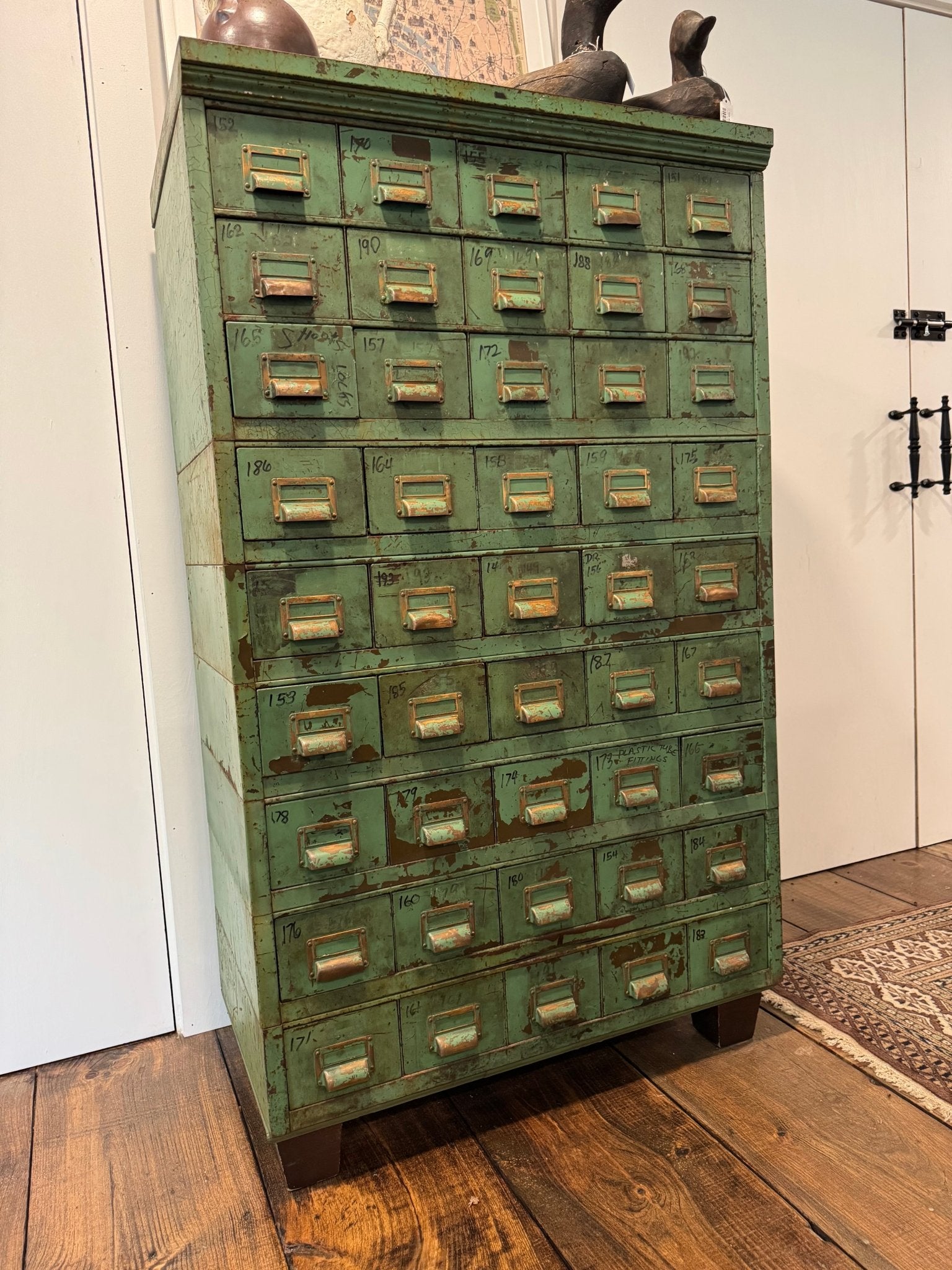 Antique Industrial Apothecary / Card Catalog Cabinet – by The Olde 1840