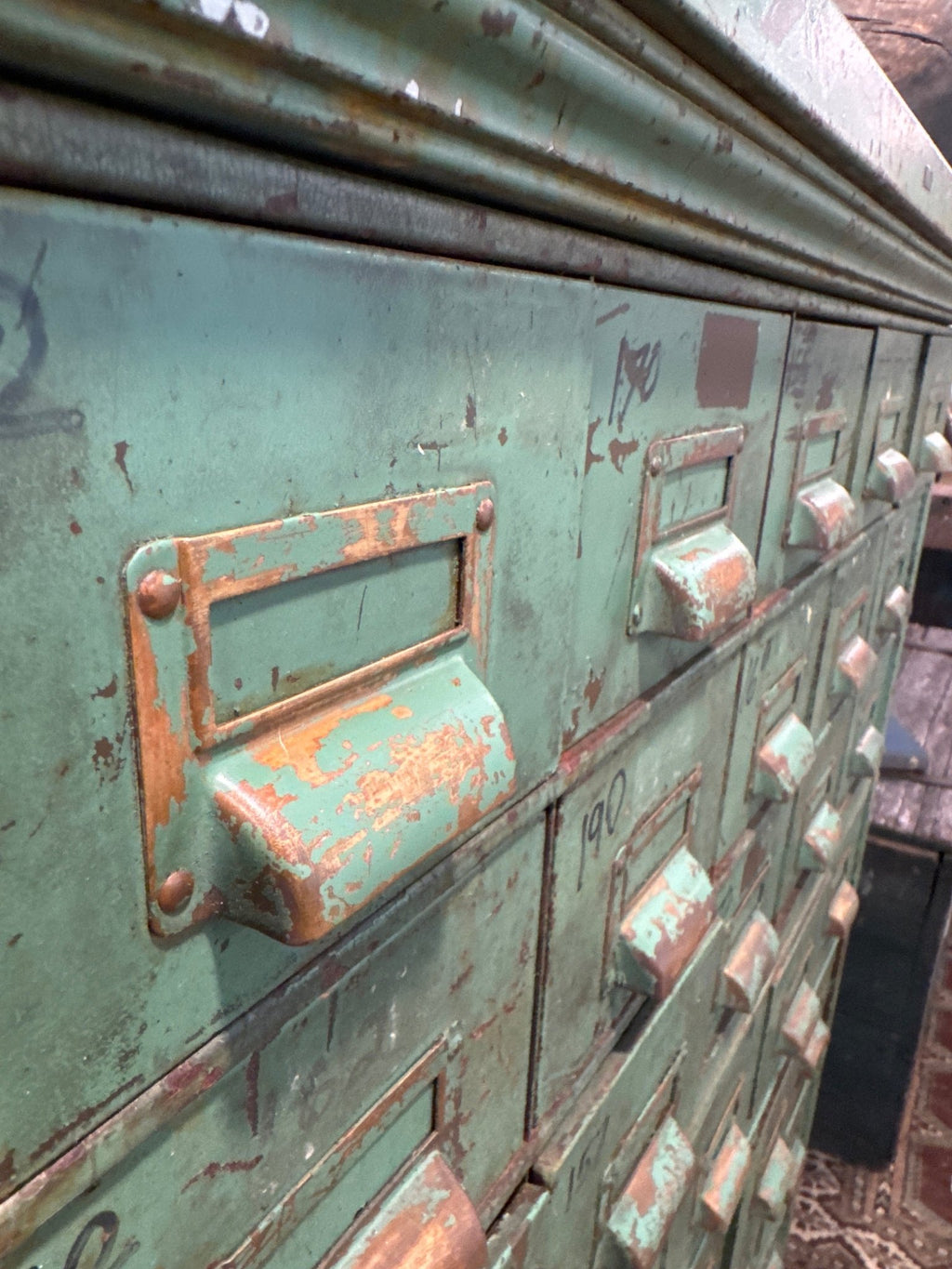 Antique Industrial Apothecary / Card Catalog Cabinet – by The Olde 1840