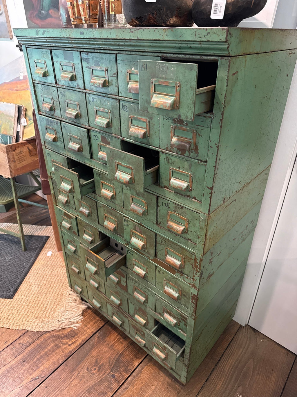 Antique Industrial Apothecary / Card Catalog Cabinet – by The Olde 1840