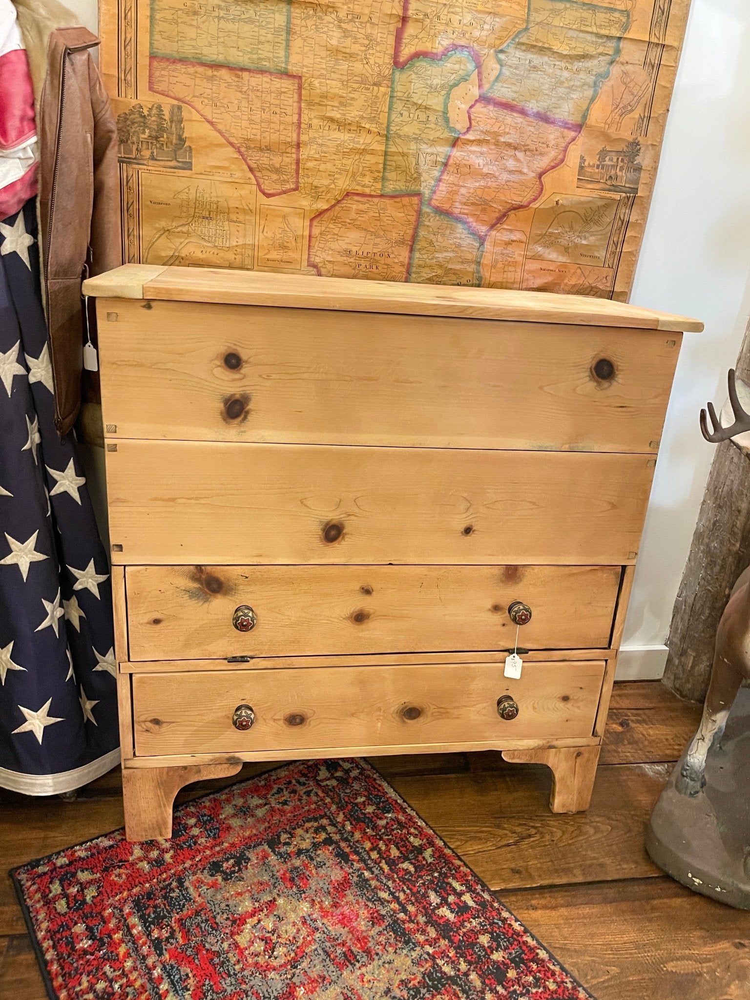 Antique Primitive Pine Blanket Chest & Commode Dresser | Restored Natural Finish – Furniture by The Olde 1840