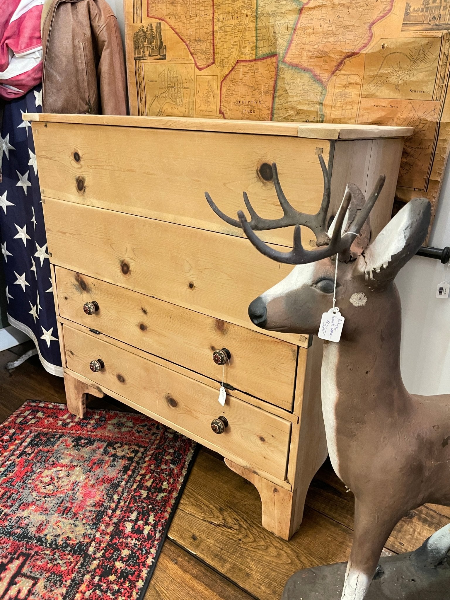 Antique Primitive Pine Blanket Chest & Commode Dresser | Restored Natural Finish – Furniture by The Olde 1840