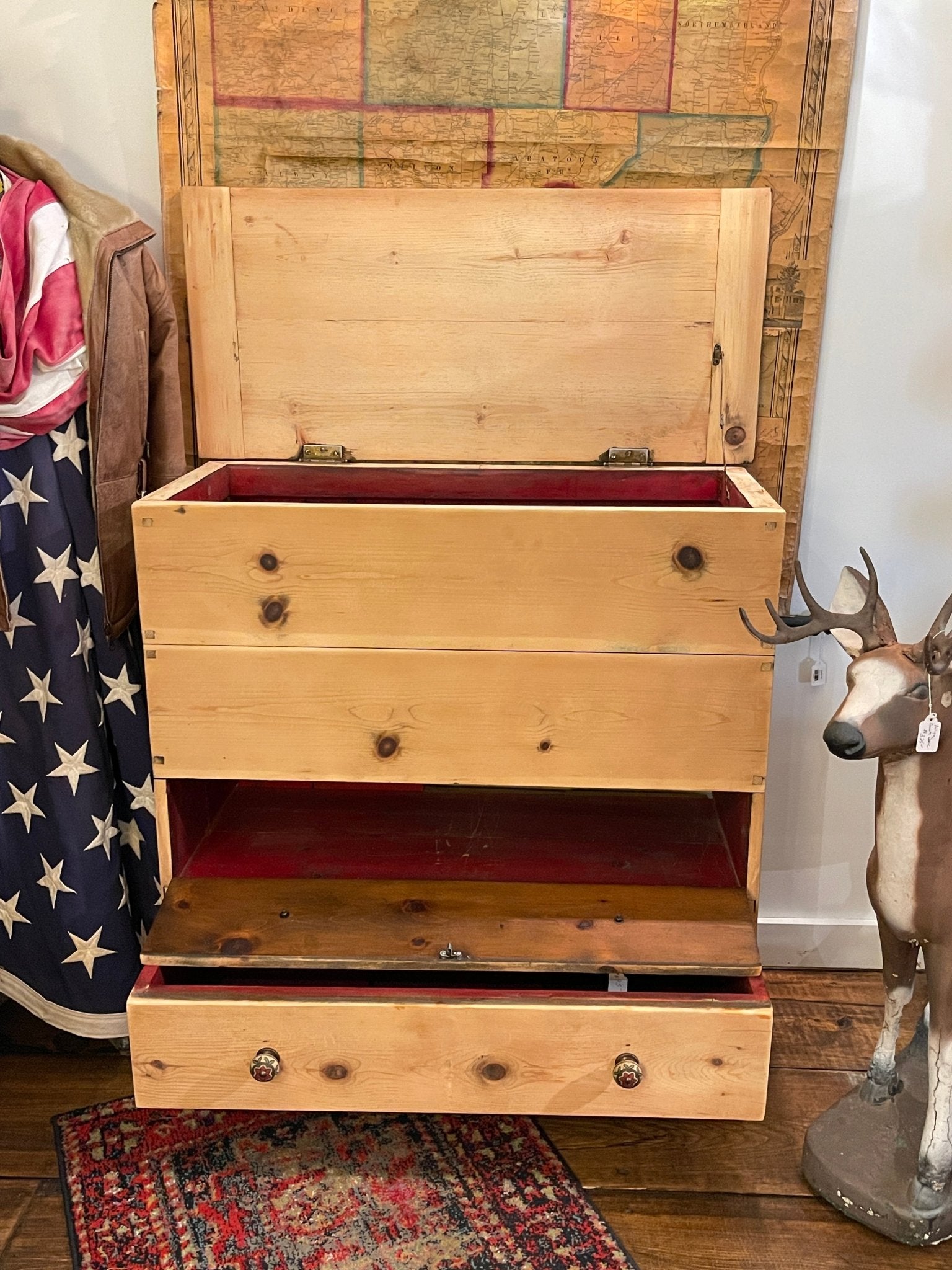 Antique Primitive Pine Blanket Chest & Commode Dresser | Restored Natural Finish – Furniture by The Olde 1840