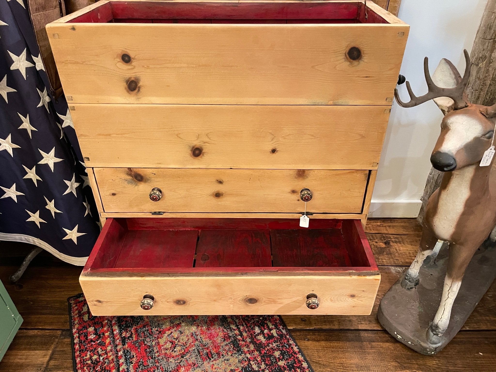Antique Primitive Pine Blanket Chest & Commode Dresser | Restored Natural Finish – Furniture by The Olde 1840